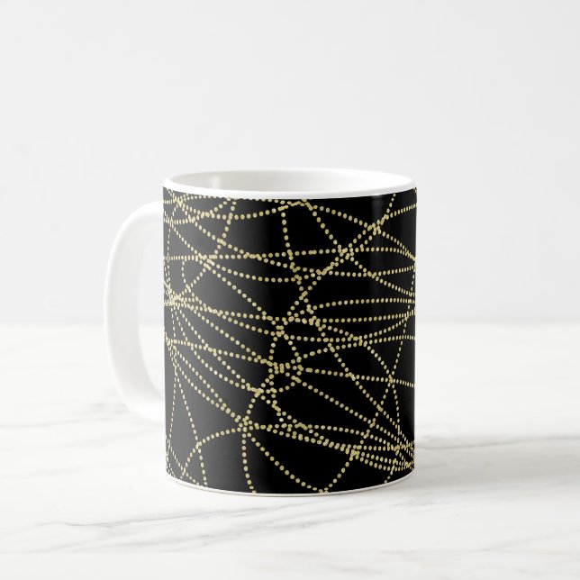 Black Gold Glitzy Abstract Coffee Mug (Front Left)
