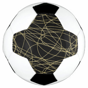 Black Gold Glitzy Abstract Soccer Ball