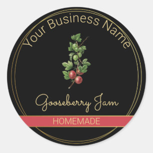 Black & Gold Gooseberry Jam Product Label
