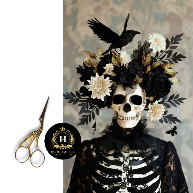 Black & Gold Gothic Skeleton Decoupage Tissue Paper (Creator Uploaded)