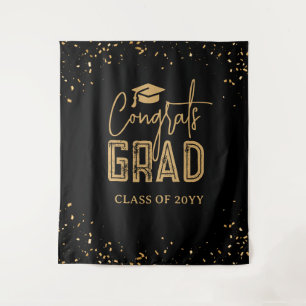 Black Gold Graduation 2025 Photo Booth Tapestry