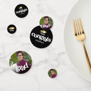 Black gold graduation 3 photo bold typography confetti