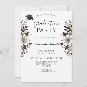 Black & Gold Graduation Celebration Invitation