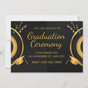 Black & gold graduation ceremony  card