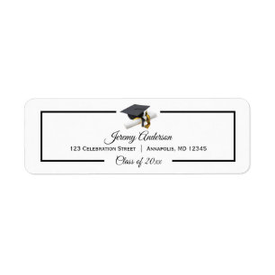 Black Gold Graduation Class Cap and Tassel Address