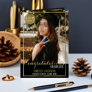 Black & Gold Graduation Congratulations Card