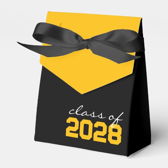 Black & Gold Graduation Favour Boxes (Front Side)