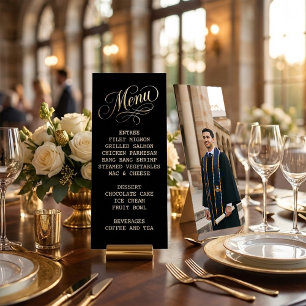 Black & Gold Graduation Menu   Class of 2026 Invitation