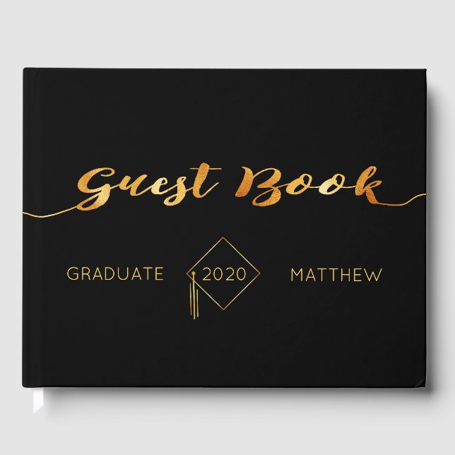 Black gold graduation party class 2025 guest book (Front)