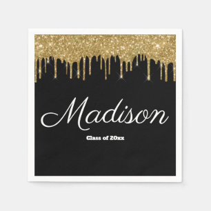 Black Gold Graduation Party Class of 2022 Paper Napkin