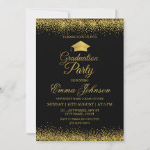 Black Gold Graduation Party Invitation