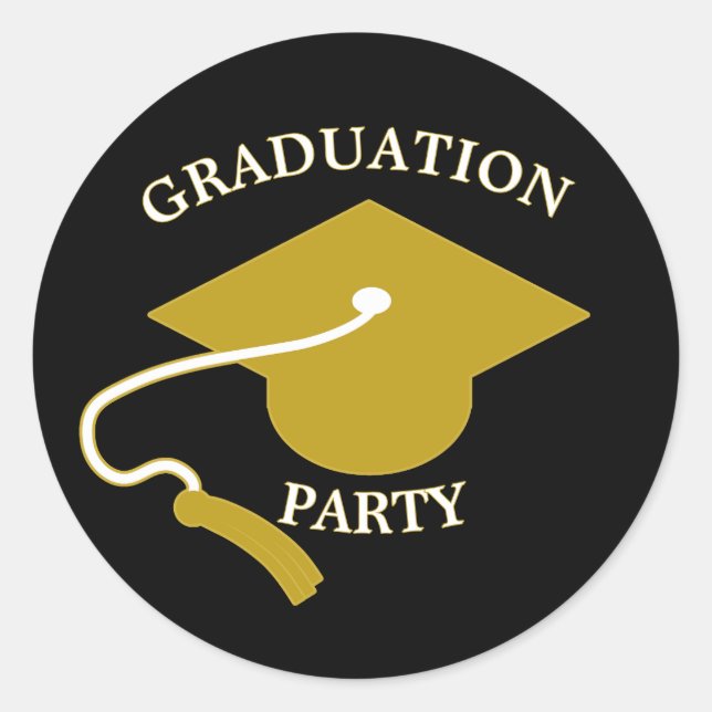 Black Gold Graduation Party Sticker Editable (Front)