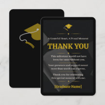 Black Gold Graduation Party Thank You Card