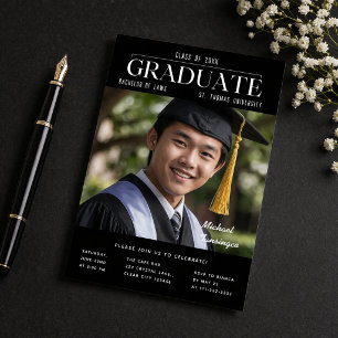 Black Gold Graduation Photo Announcement