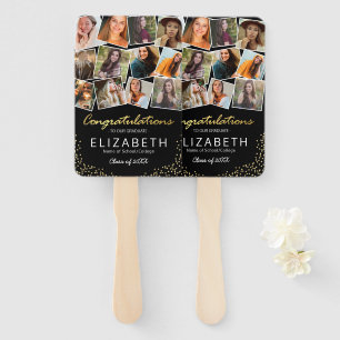 Black Gold Graduation Photo Hand Fan