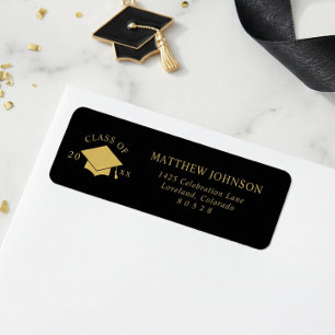 Black Gold Graduation Return Address