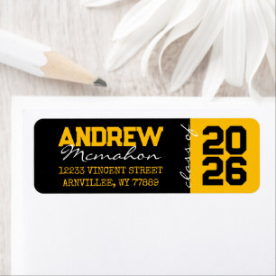 Black & Gold Graduation Return Address Labels