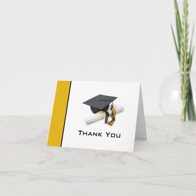 Black & Gold Graduation Thank You Note Card (Front)