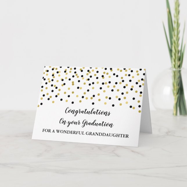 Black Gold Granddaughter Graduation Card (Front)