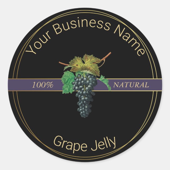 Black & Gold Grape Jelly Product Label (Front)
