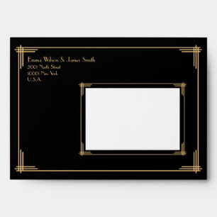 Black Gold Great Gatsby Art Deco Wedding Envelope
