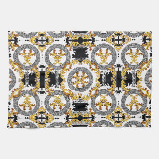 Black Gold Greek decoration Tea Towel