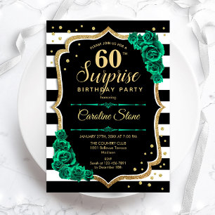Black Gold Green Surprise 60th Birthday Invitation