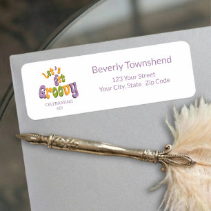 Black Gold Groovy 60th Birthday Return Address