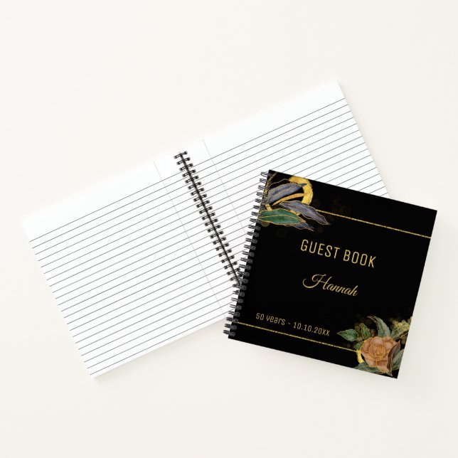 Black Gold  Guest Book Birthday (Inside)