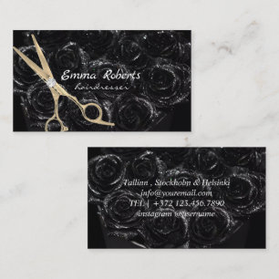 Black Gold Hairdresser Gradient Glitter Modern Business Card