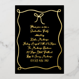 Black & Gold Hand Drawn Bow Photo Graduation Party