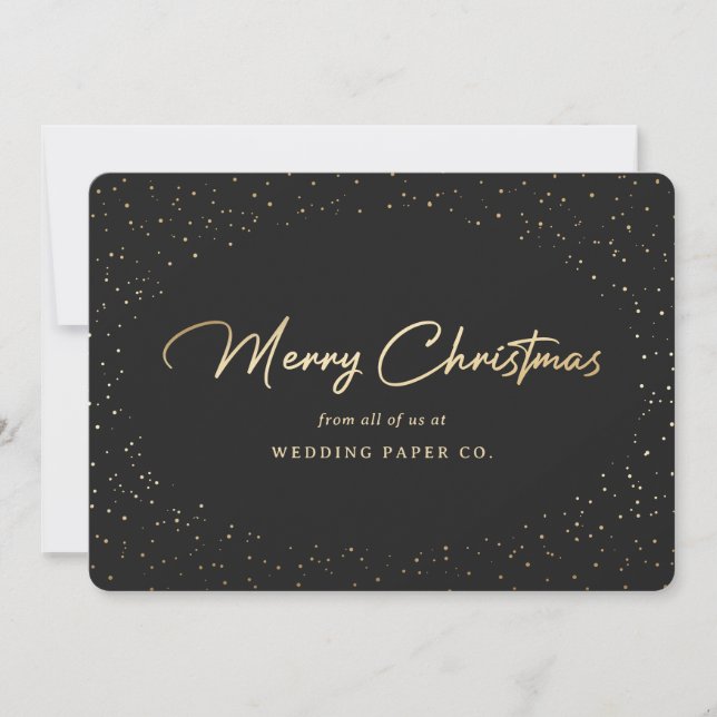 Black Gold Hand Lettered Business Christmas Cards (Front)