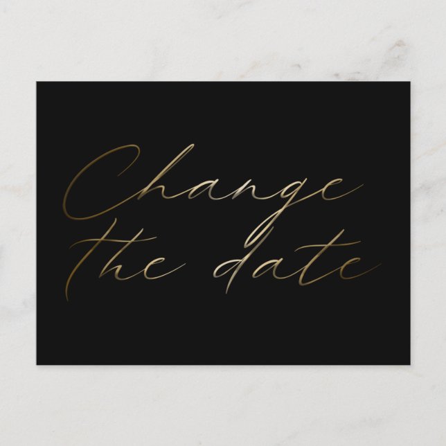 Black & Gold Handwriting Change the Date Postcard (Front)