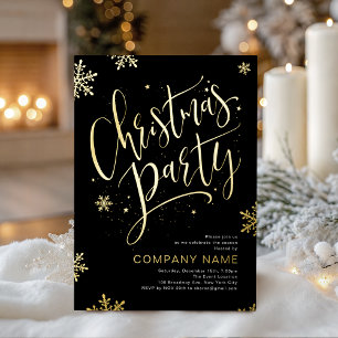 Black Gold handwritten calligraphy Christmas Party
