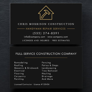 Black Gold Handyman Construction Business Card