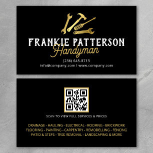Black Gold Handyman Repair & Maintenance QR Code Business Card