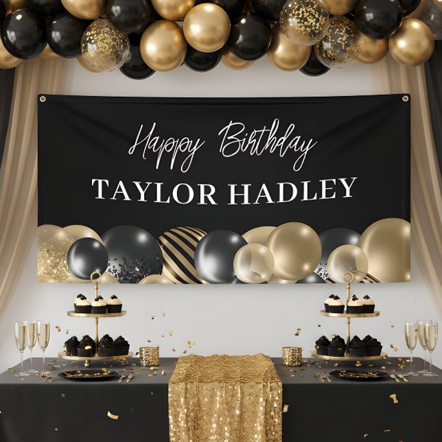 Black Gold Happy Birthday Banner (Creator Uploaded)