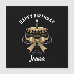 Black & Gold Happy Birthday Card, Elegant Candle C