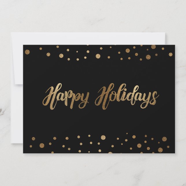 Black Gold Happy Holidays Company Christmas Holiday Card (Front)