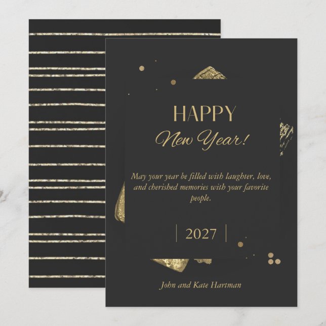 Black & Gold Happy New Year  (Front/Back)