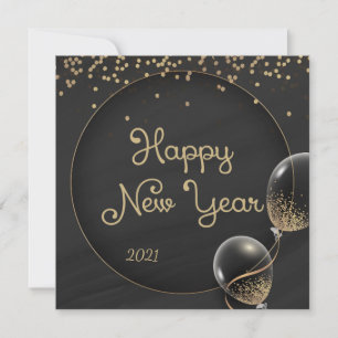 Black Gold Happy New Year 2021 Holiday Card
