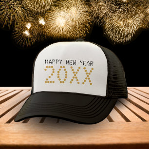 Black & Gold Happy New Year 2024 Trucker Hat