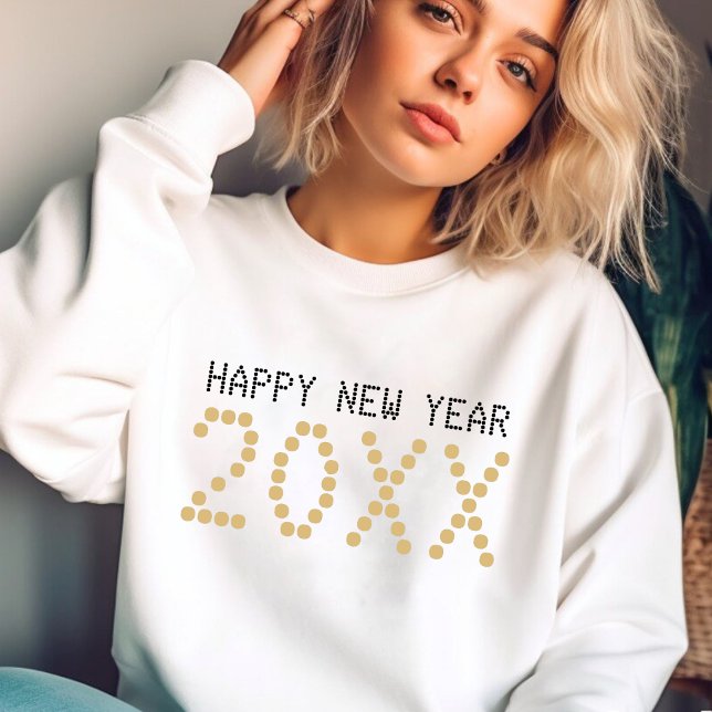 Black & Gold Happy New Year 2024 White Sweatshirt (Black & Gold Happy New Year 2024 White Sweatshirt)
