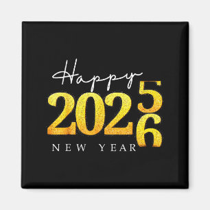 Black Gold Happy New Year 2026 New Years Eve Party Magnet