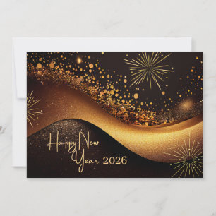 Black Gold Happy New Year Holiday Card
