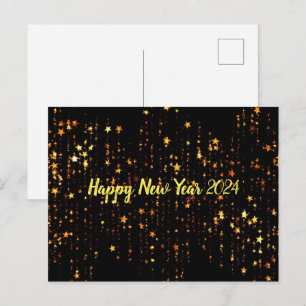 Black Gold Happy New Year Postcard