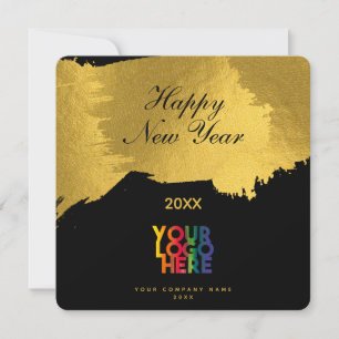 Black Gold Happy New Year Script Business Logo