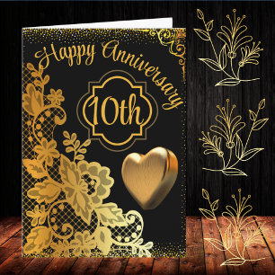 Black Gold Happy Wedding Anniversary For Couple   Card