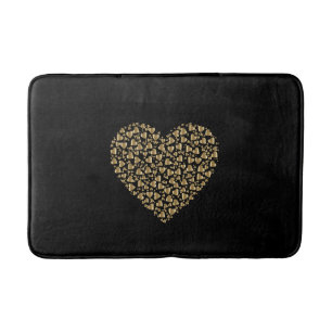 Black Gold Heart Bath Mat
