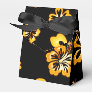 Black & Gold Hibiscus Flower Party Favour Boxes